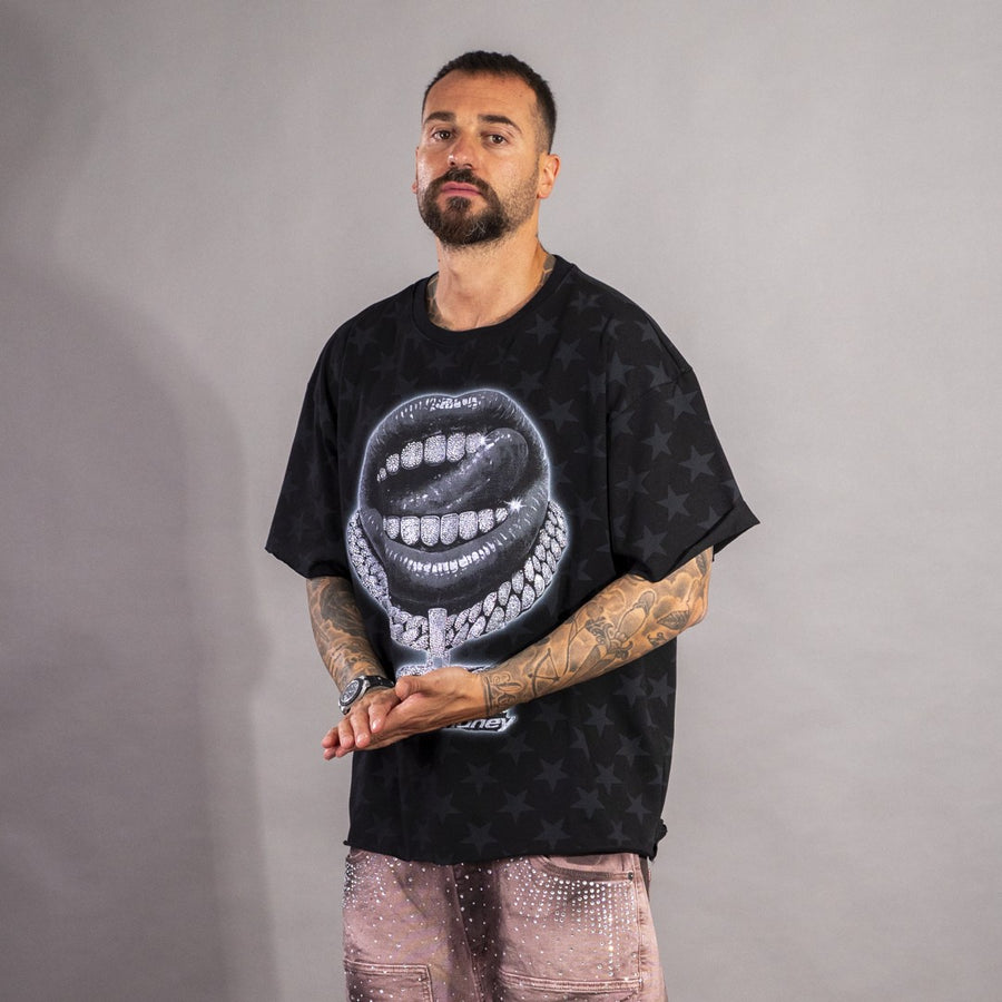 artsupermoney black lips t-shirt