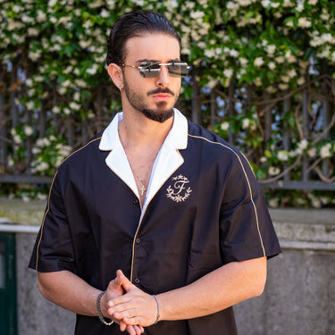 forward CAMICIA CON PROFILO ORO E RICAMO