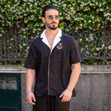 forward CAMICIA CON PROFILO ORO E RICAMO