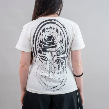 T-SHIRT DONNA CON STAMPA ROSA RETRO