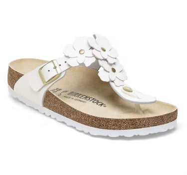 BIRKESTOCK GIZEH FLOWERS WHITE, NATURAL