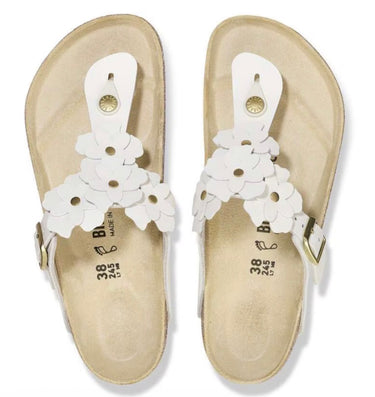BIRKESTOCK GIZEH FLOWERS WHITE, NATURAL
