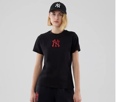 new era t-shirt logo leopardato donna