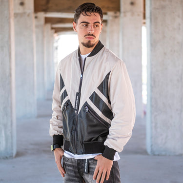 Mfn giubbino nylon e pelle
