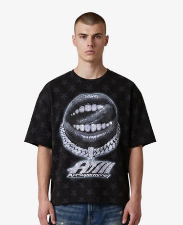 artsupermoney black lips t-shirt