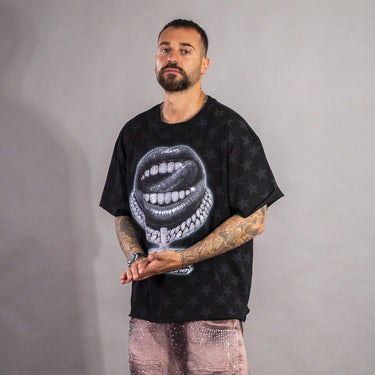 artsupermoney black lips t-shirt