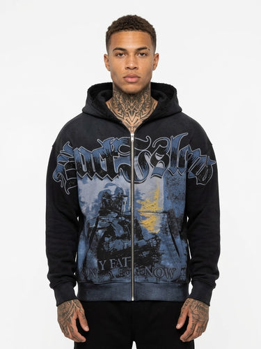 Black island hoodie con zip war