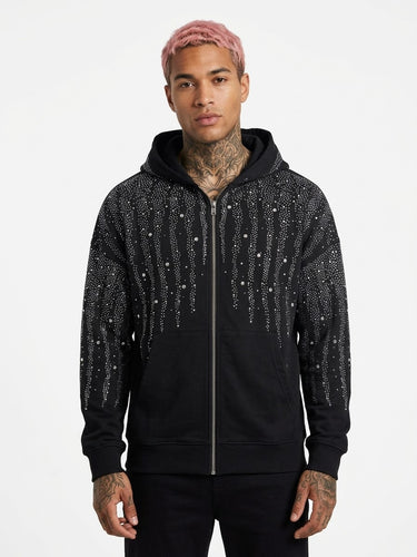 Black island hoodie con zip diamond