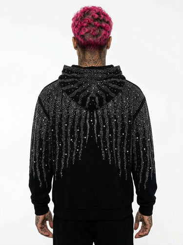 Black island hoodie con zip diamond