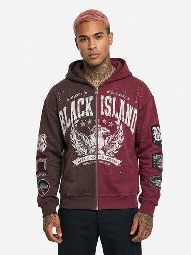 Black island hoodie con zip bicolo angel