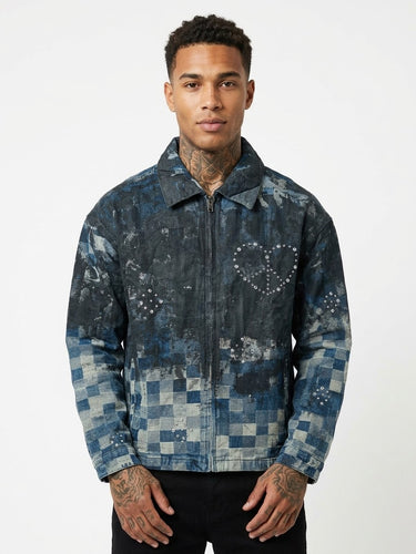 Black island giacca denim scacchi