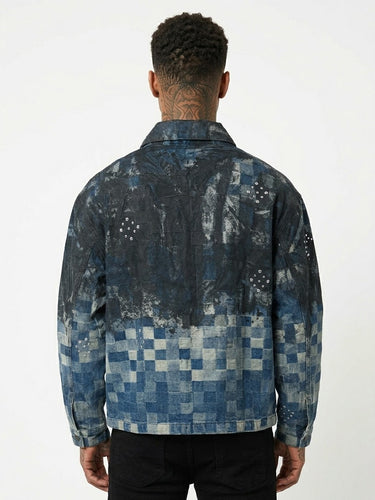 Black island giacca denim scacchi