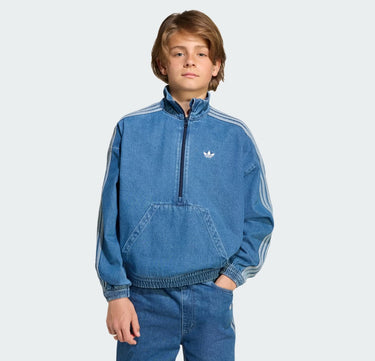 adidas giacca denim kids mezza zip blu